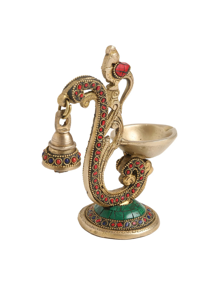 Diya - Brass Bird with Bell and Stones | SHOBITAM