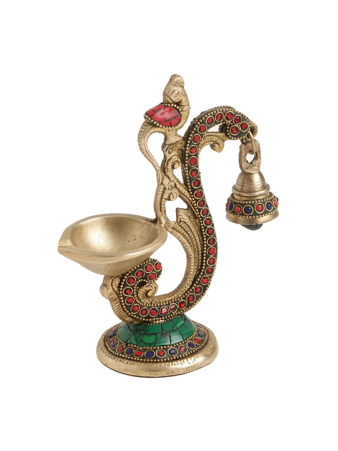 Diya - Brass Bird with Bell and Stones | SHOBITAM