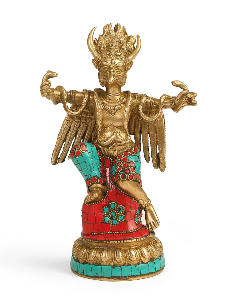 Brass Statue - Garuda in Stone work | SHOBITAM