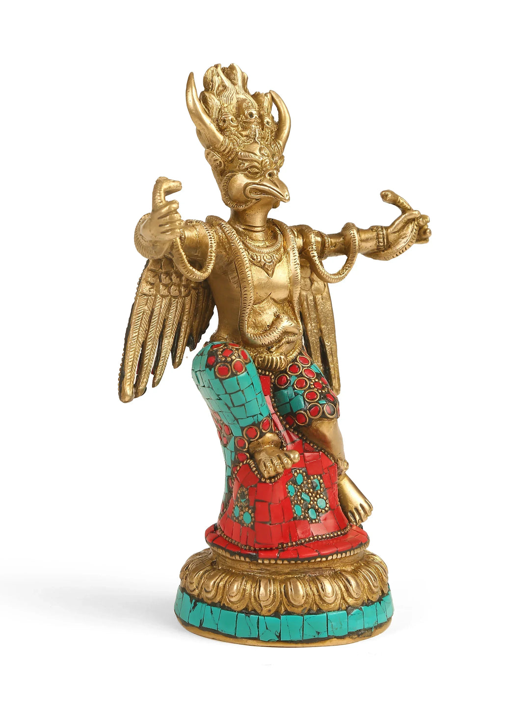 Brass Statue - Garuda in Stone work | SHOBITAM