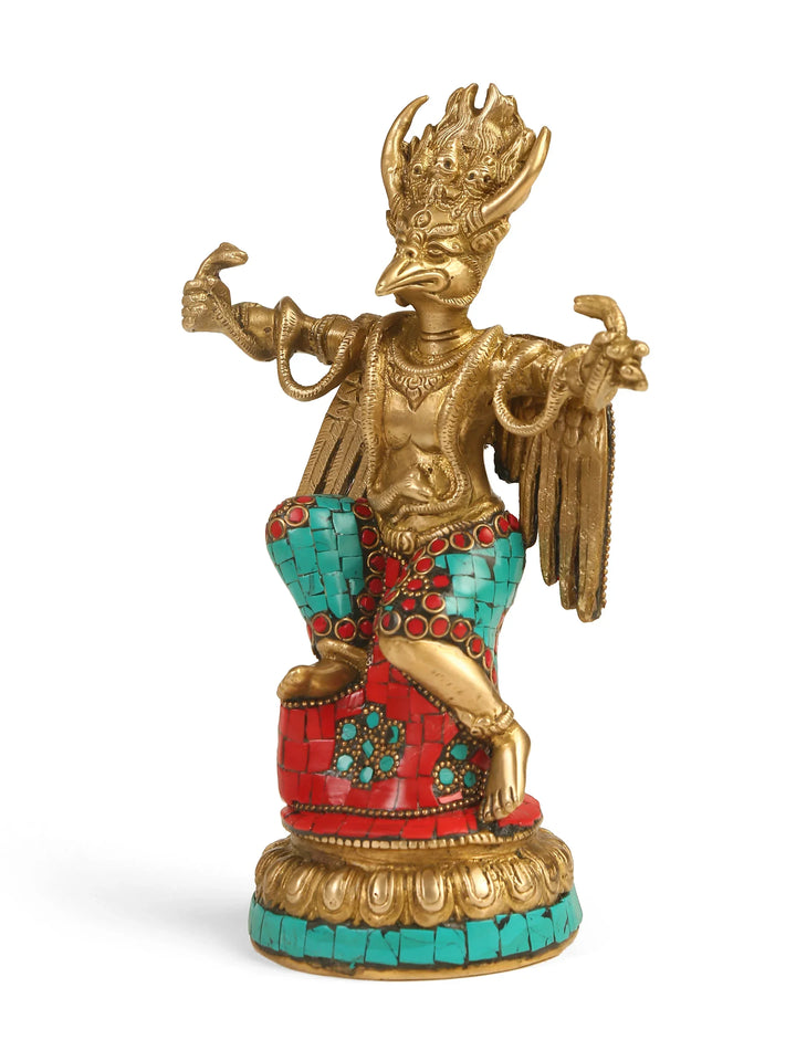 Brass Statue - Garuda in Stone work | SHOBITAM