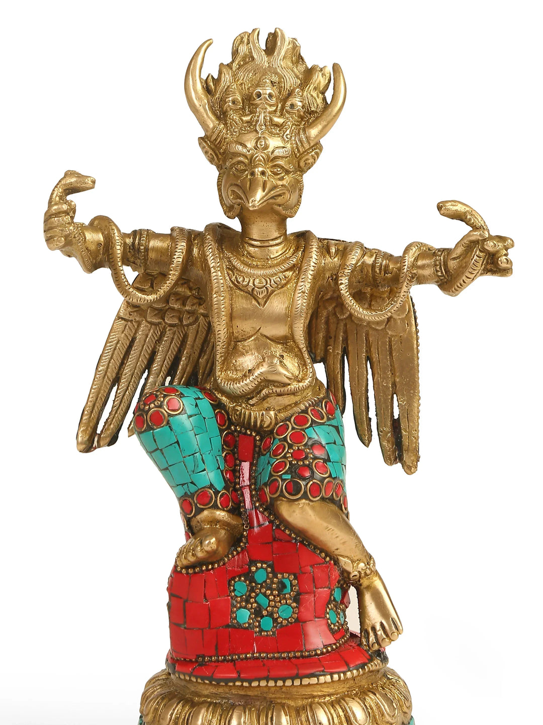 Brass Statue - Garuda in Stone work | SHOBITAM