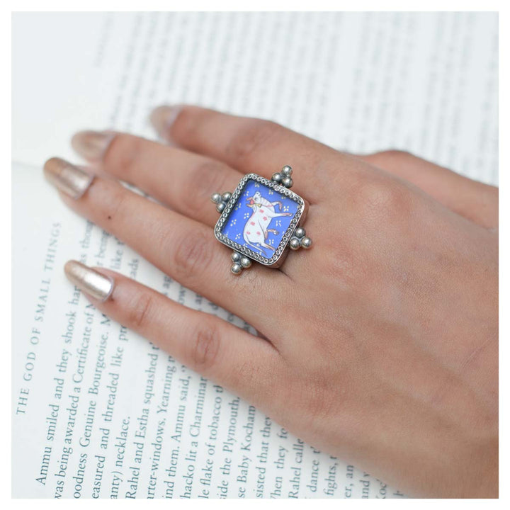 Pure 92.5 Silver Fantasy Oxidised Ring | SHOBITAM