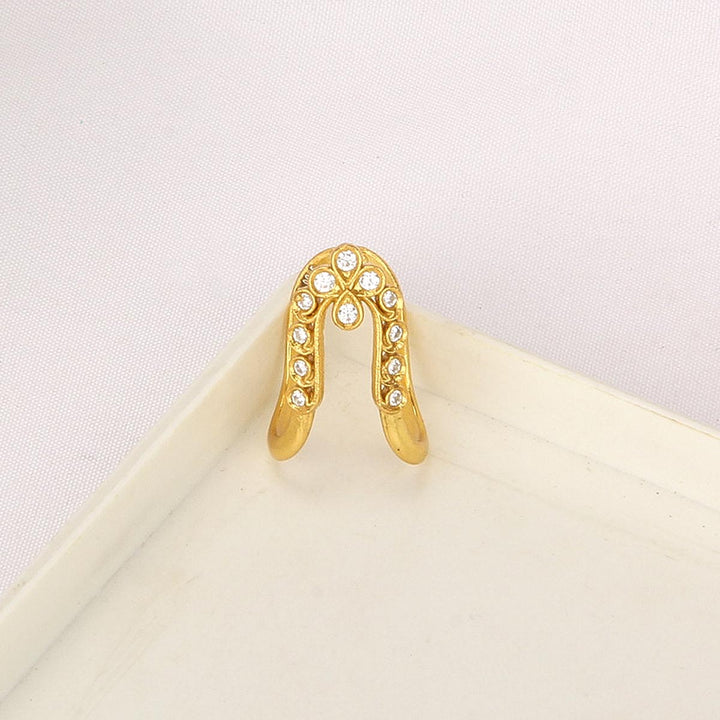 Pure 92.5 Silver, 24kt Gold Plated Golden Glow Stone Ring