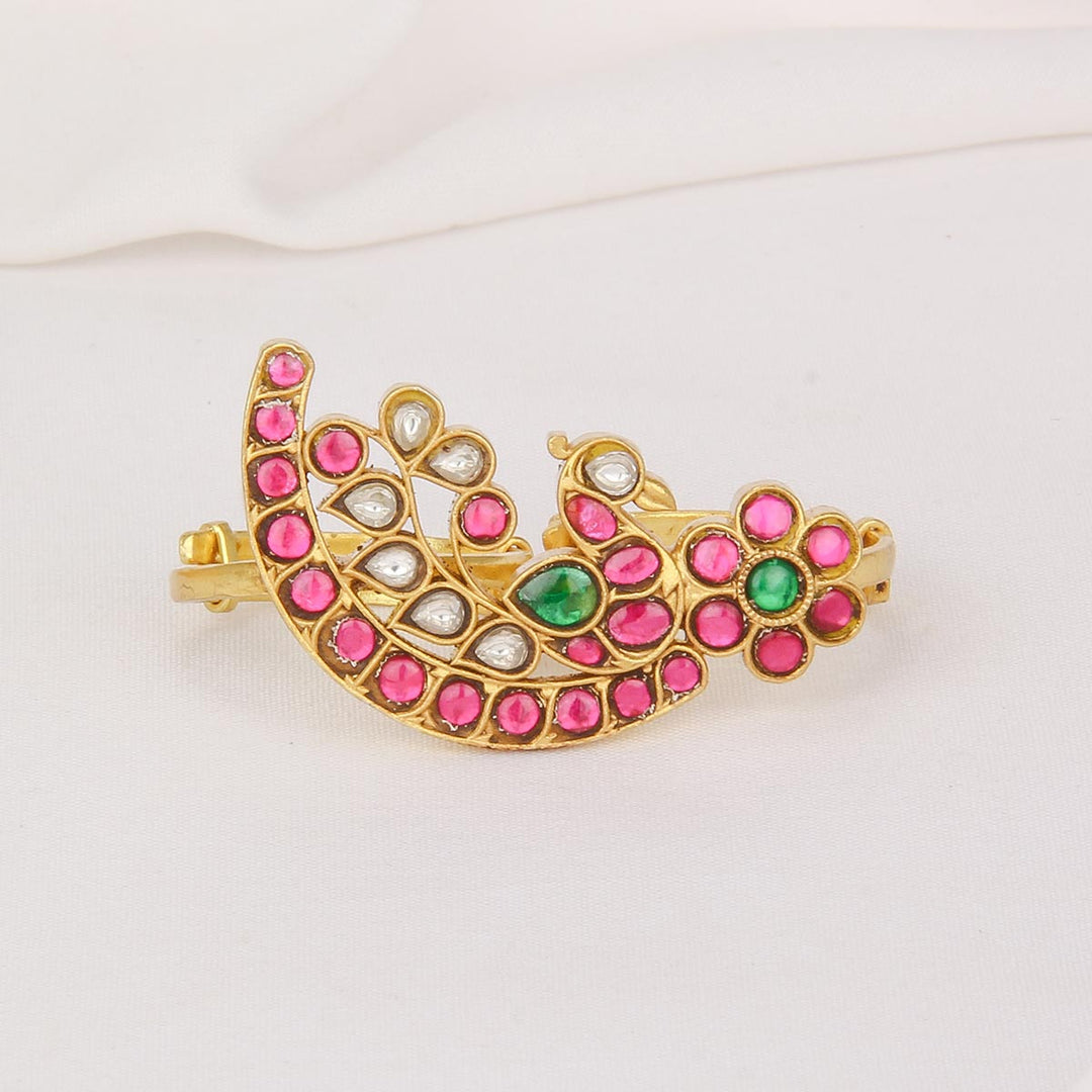92.5 Silver, 24 kt Gold-Plated Grand Luxe Kundan Ring | SHOBITAM