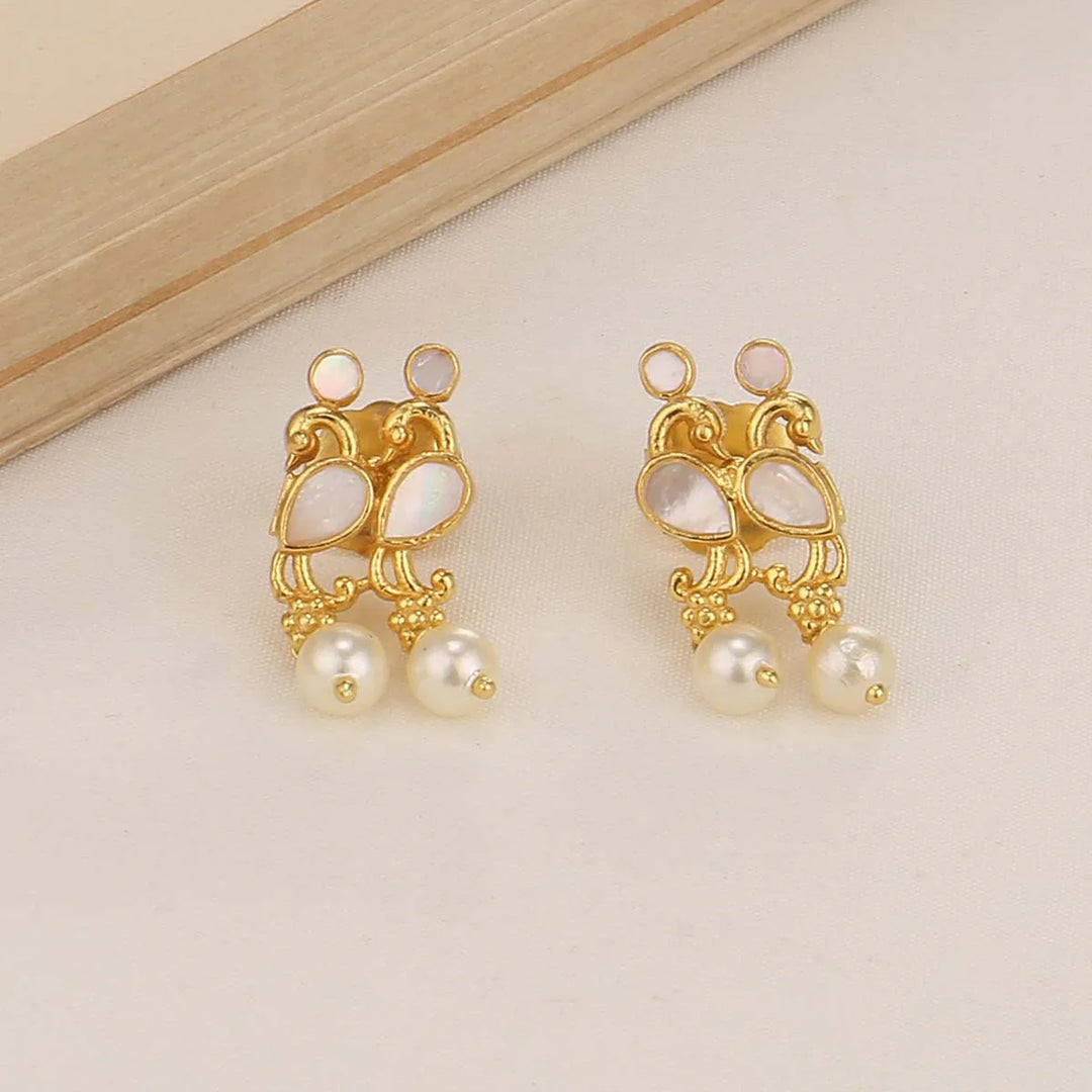 92.5 Pure Silver, 24kt Gold Plated Mother Of Pearls Necklace Set