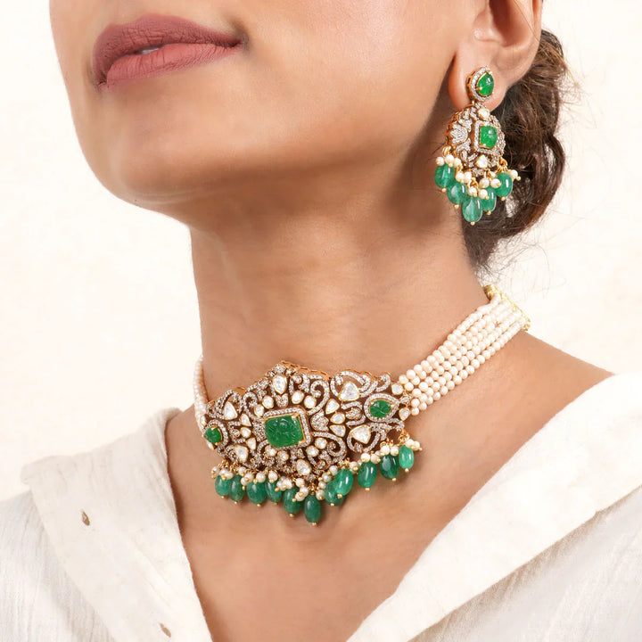 92.5 Pure Silver, Shinning Victorian Choker Set