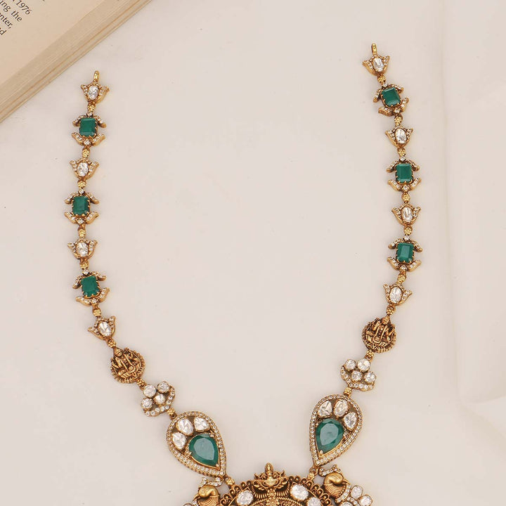 92.5 Silver, Gajalakshmi  Deep Nagas  Fusion Haaram Necklace