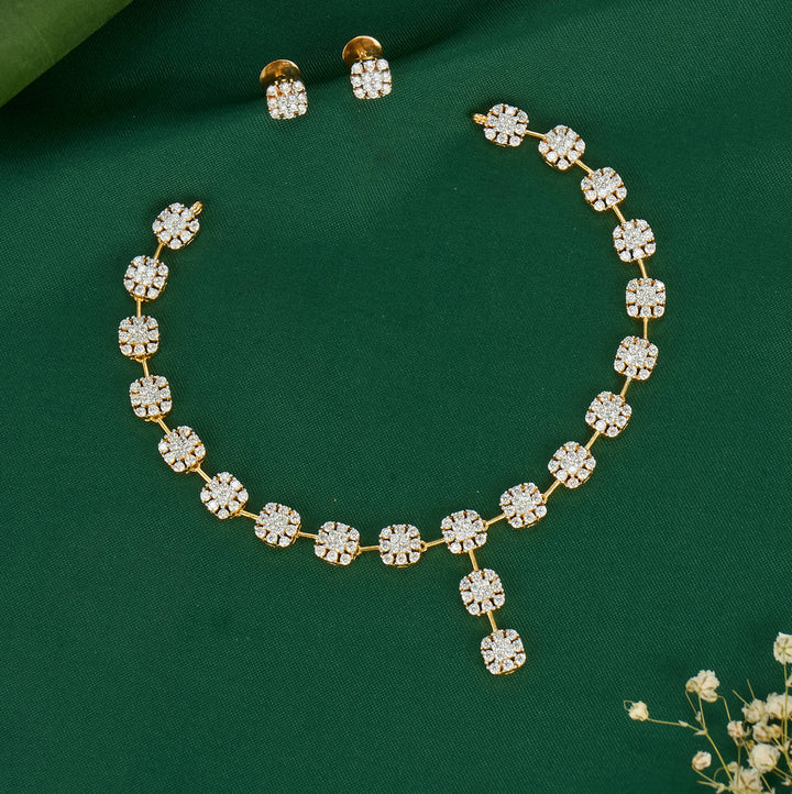 Pure 92.5 Silver Dazzle Short Necklace Set | SHOBITAM