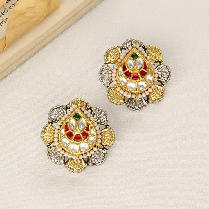 92.5 Silver and 24kt gold-plated, Dhavikha Short Necklace Set | SHOBITAM
