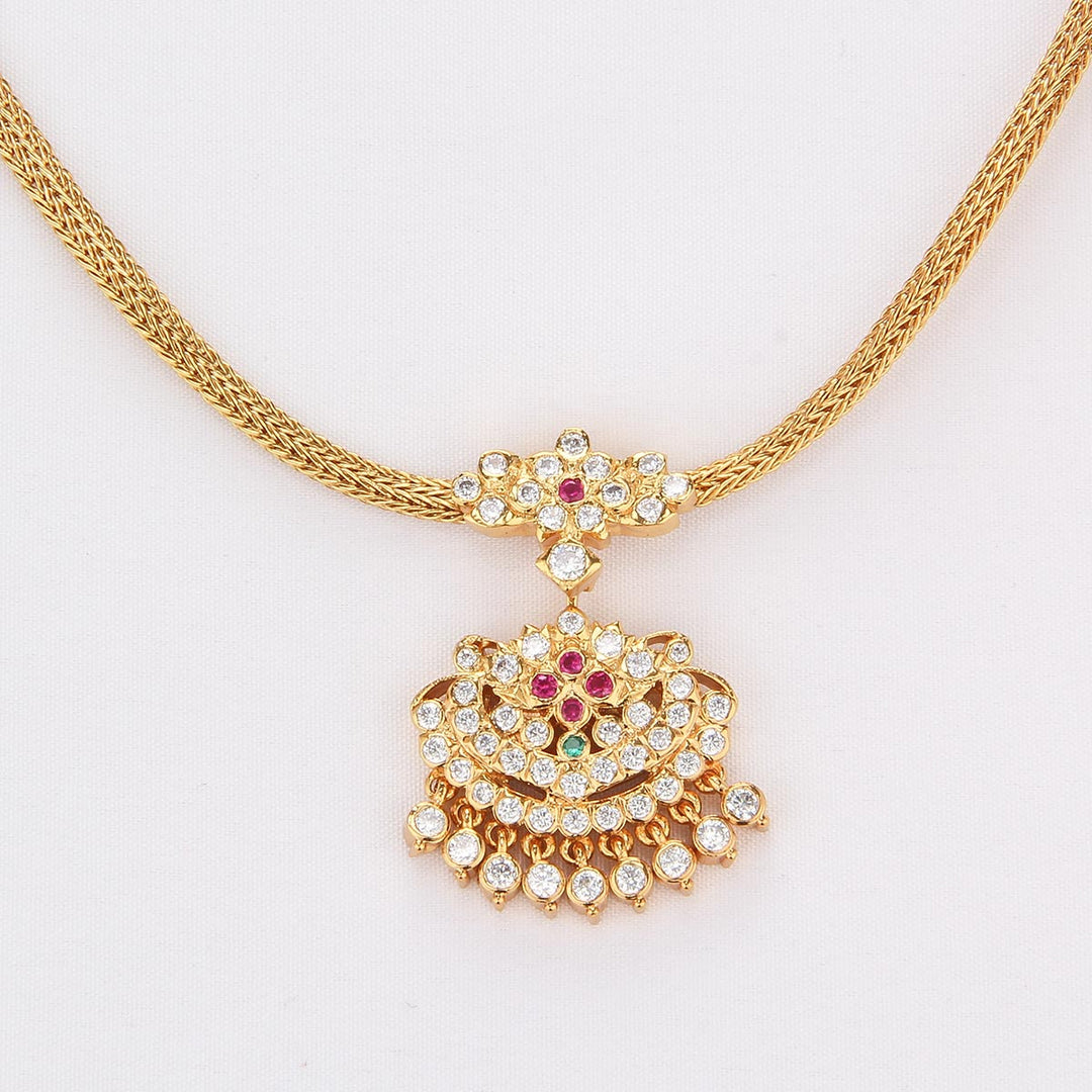 Pure 92.5 Silver, 24kt Gold Plated Rehana Attigai Necklace | SHOBITAM