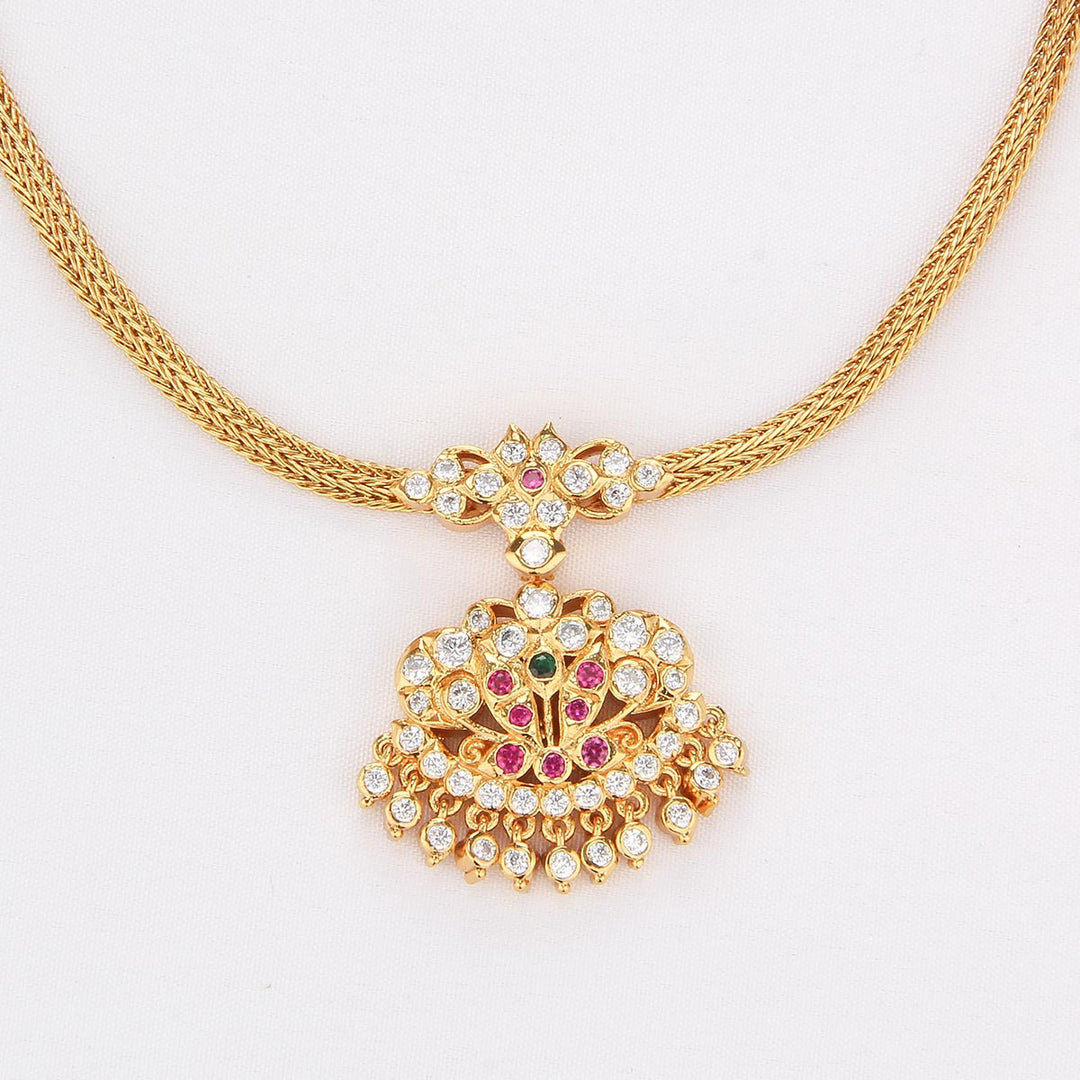 Pure 92.5 Silver, Gold Plated Shivanikha Attigai Necklace | SHOBITAM