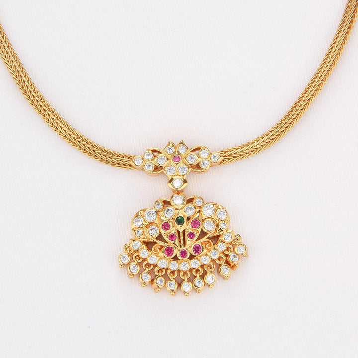 Pure 92.5 Silver, Gold Plated Shivanikha Attigai Necklace | SHOBITAM