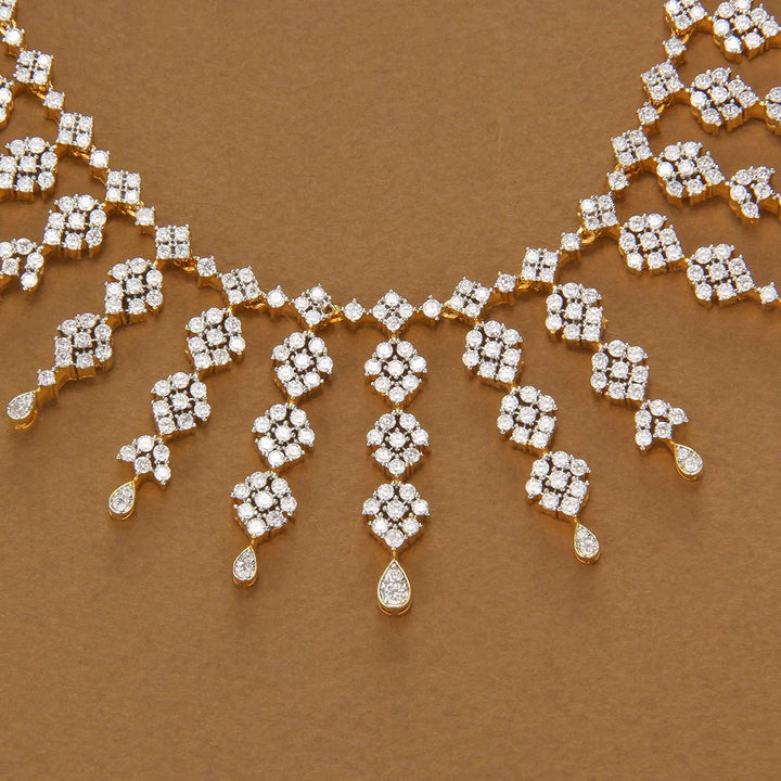 92.5 Silver, Floral Icicle CZ Short Necklace Set