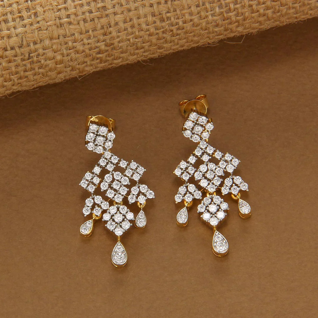 92.5 Silver, Floral Icicle CZ Short Necklace Set