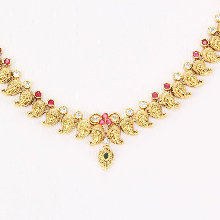 Pure 92.5 Silver, Gold Plated Srinikha Long Necklace Set | SHOBITAM