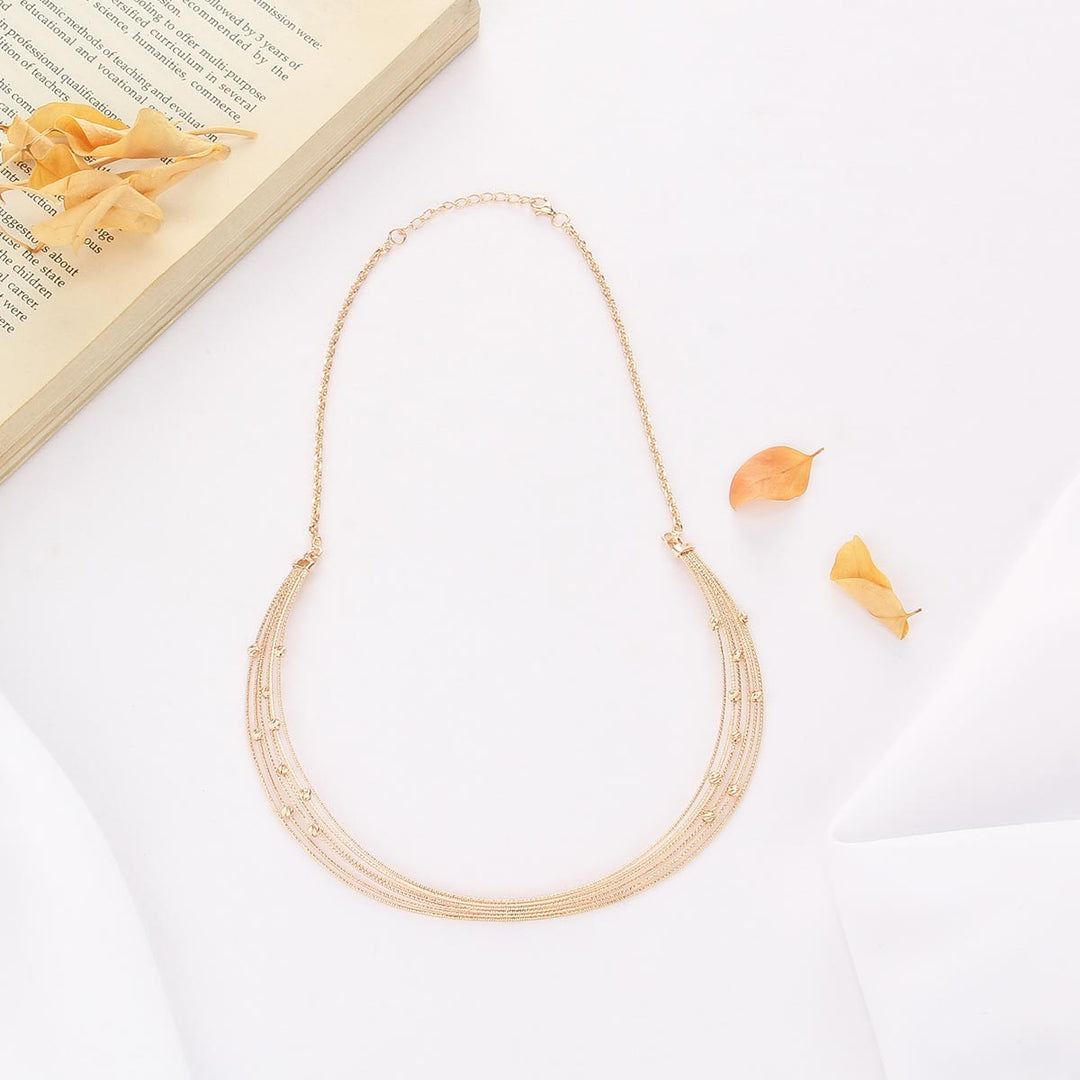 92.5 Sterling Silver ,24-karat gold plating Attractive Rose Hasli Necklace | SHOBITAM