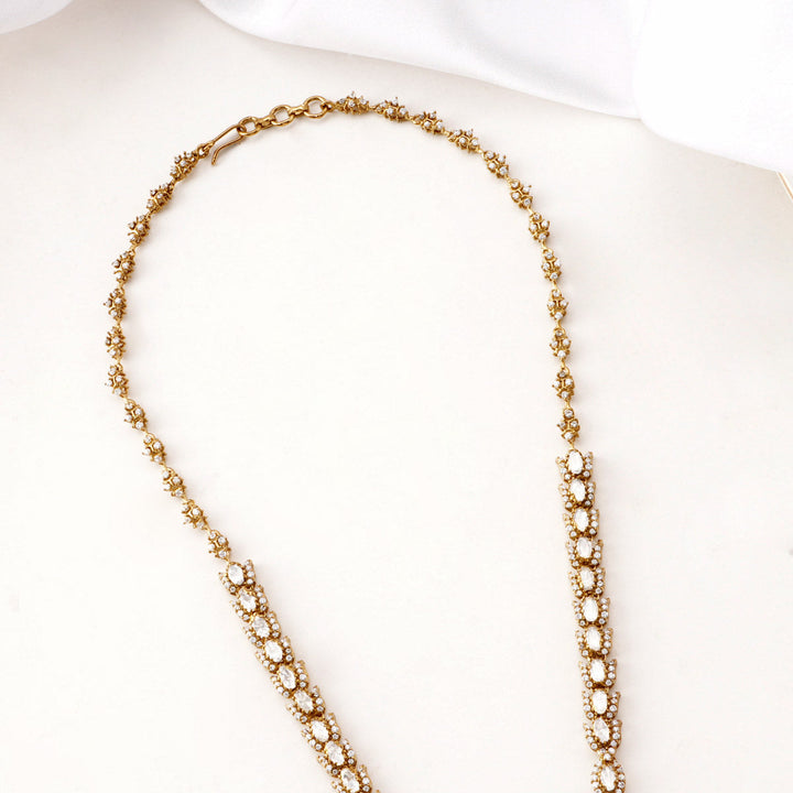 Pure 92.5 Silver, Gold Plated Mesmerizing Victorian Long Necklace set | SHOBITAM