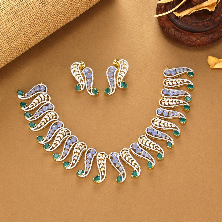 92.5 silver, Amritha Avikam Short Necklace Set | SHOBITAM