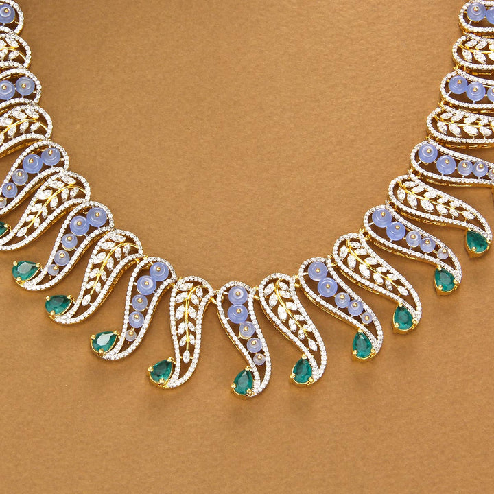 92.5 silver, Amritha Avikam Short Necklace Set | SHOBITAM