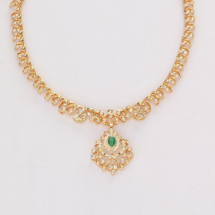 92.5 Silver, 24kt Gold Plated Gleaming Short Necklace Set | SHOBITAM