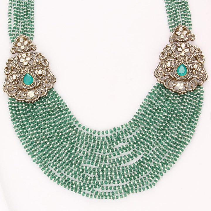 Pure 92.5 Silver, Gold Plated Veshna Victorian Long Necklace | SHOBITAM