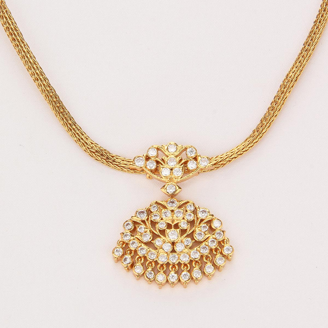 Pure 92.5 Silver, 24kt Gold Plated Ahana Attigai Necklace | SHOBITAM