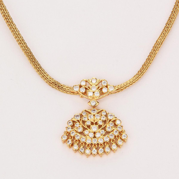 Pure 92.5 Silver, 24kt Gold Plated Ahana Attigai Necklace | SHOBITAM