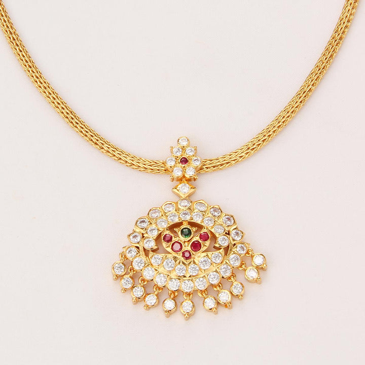 This 92.5 Silver, 24 kt gold-plated Golden Bloom Attigai Necklace | SHOBITAM