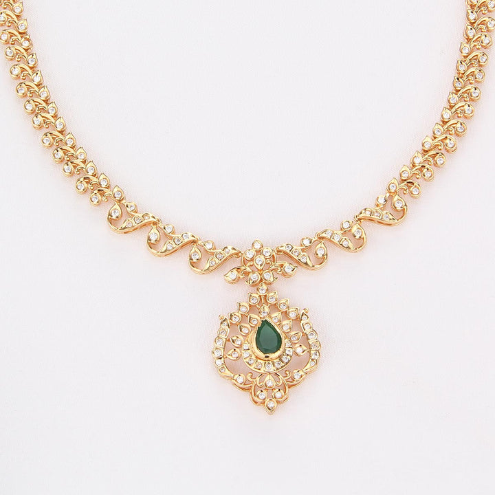 92.5 Silver, 24kt Gold Plated Sparkling Charm Short Necklace Set | SHOBITAM