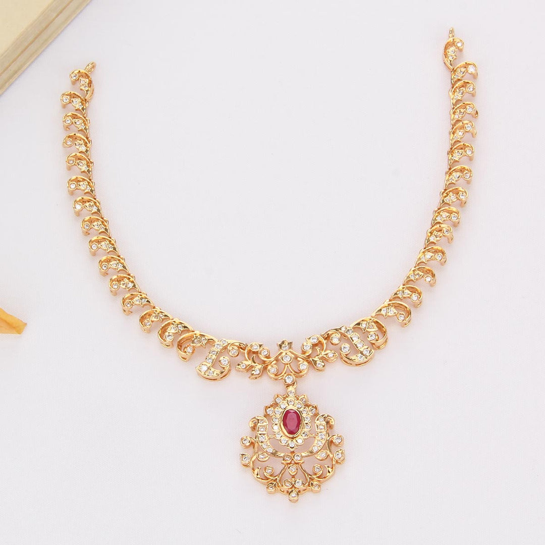 92.5 Silver 24kt Gold Plated, Dazzling Short Necklace Set | SHOBITAM