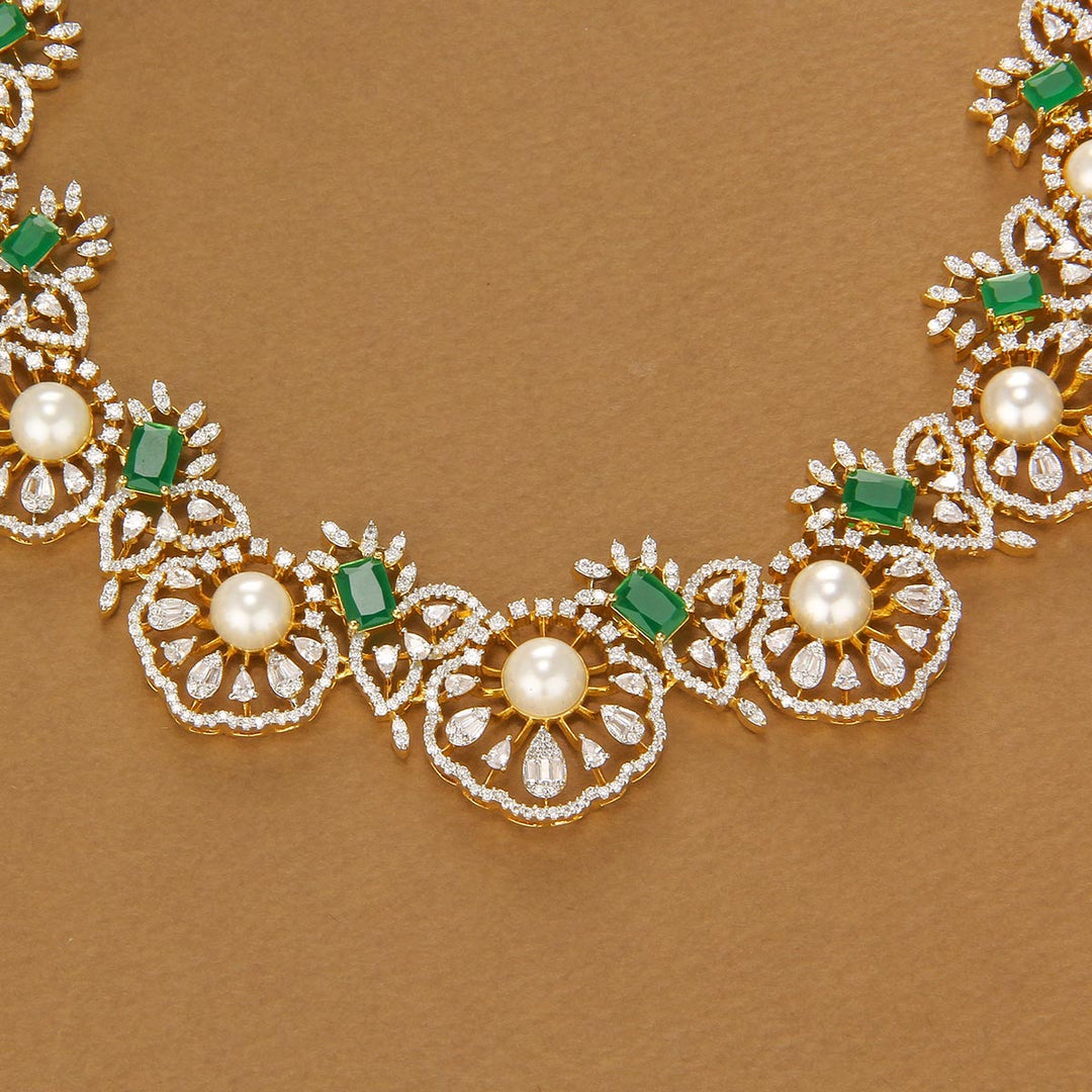 92.5 silver Asmika Short Necklace Set | SHOBITAM