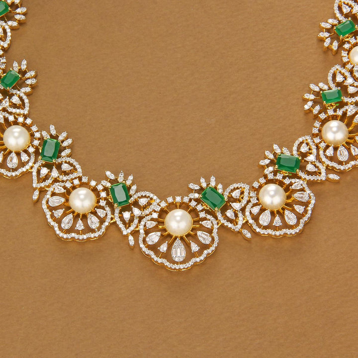 92.5 silver Asmika Short Necklace Set | SHOBITAM