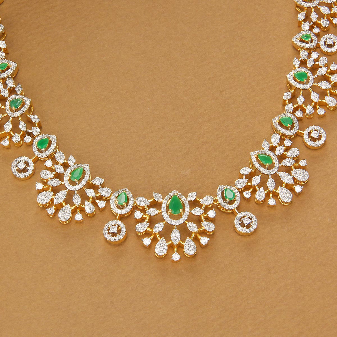 9.25 silver Prisha Diamond Design Short Necklace | SHOBITAM