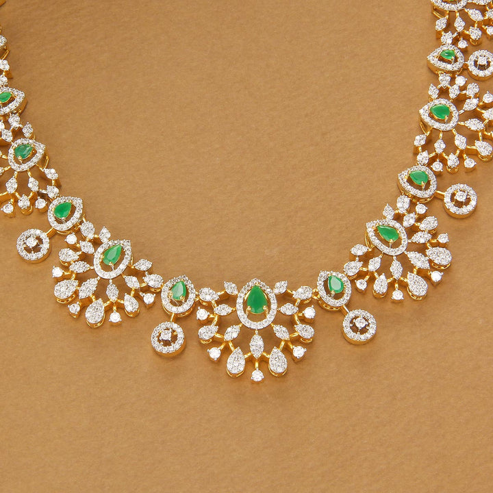 9.25 silver Prisha Diamond Design Short Necklace | SHOBITAM