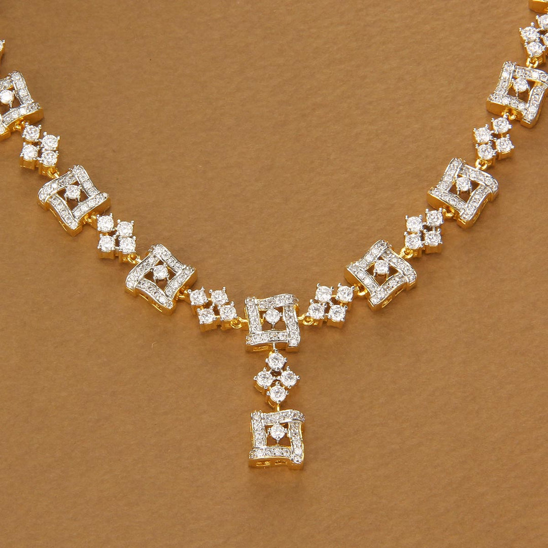 92.5 silver Kesvini Short Necklace Set | SHOBITAM