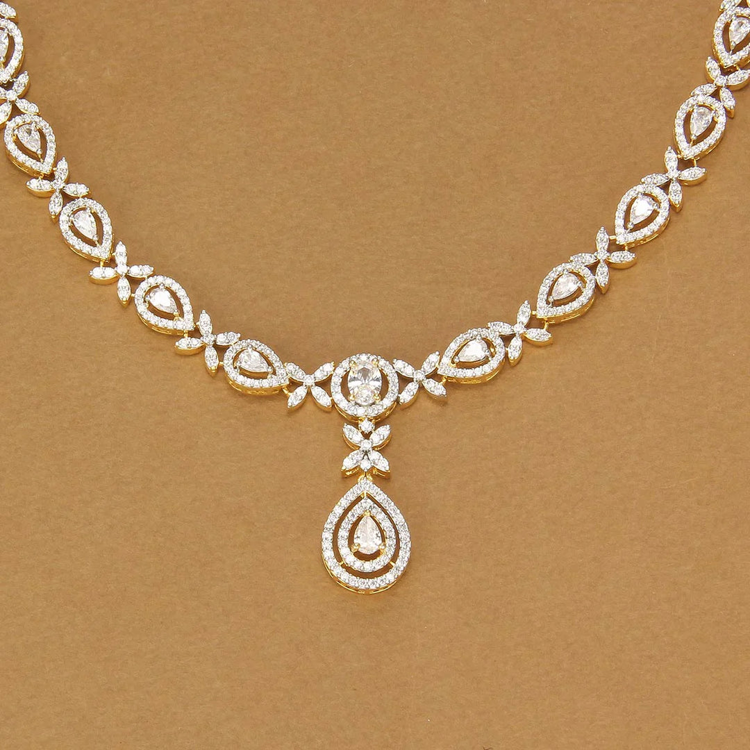 92.5 Silver, Trendy Charm Short Necklace Set