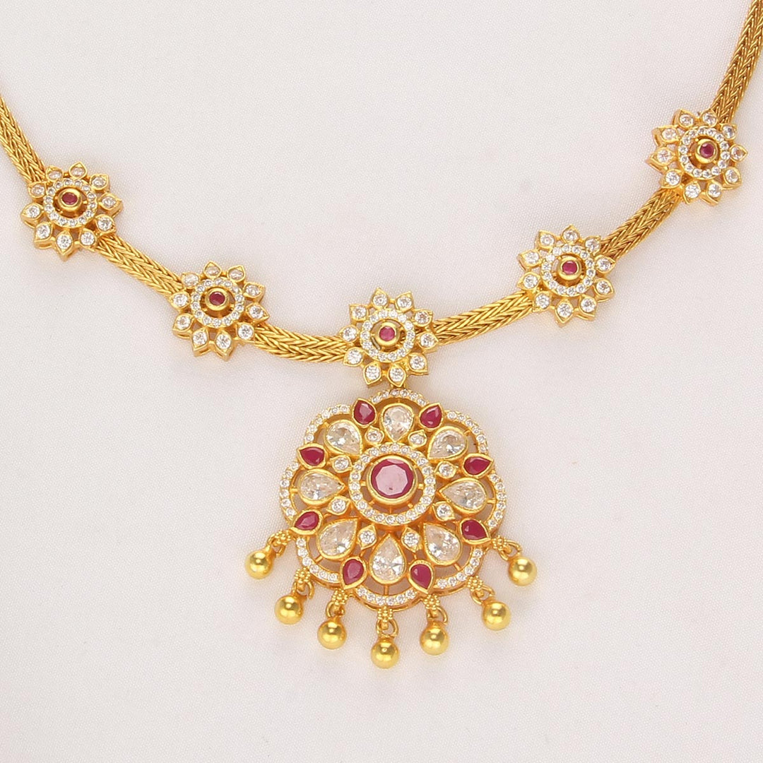 92.5 Silver, 24 kt gold-plated Dhishya Attigai Necklace