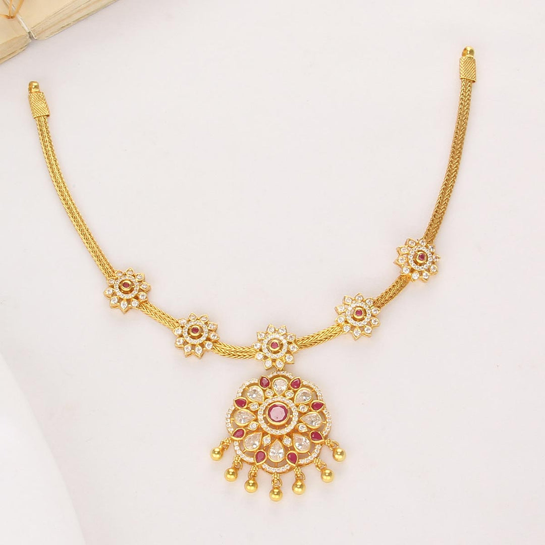 92.5 Silver, 24 kt gold-plated Dhishya Attigai Necklace