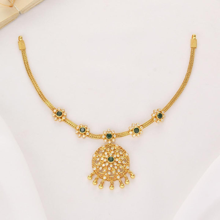 Pure 92.5 Silver, 24kt Gold Plated Preethika Attigai Necklace | SHOBITAM