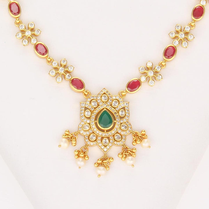 92.5 Sterling Silver, 24-karat gold plating Priya Stone Short Necklace | SHOBITAM