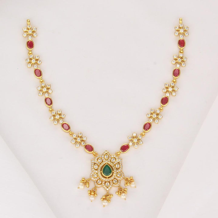 92.5 Sterling Silver, 24-karat gold plating Priya Stone Short Necklace | SHOBITAM