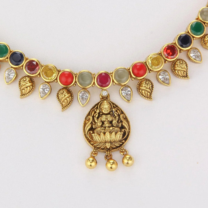 92.5 Silver, 24kt Gold Plated Traditional Charm Nagas Short Necklace