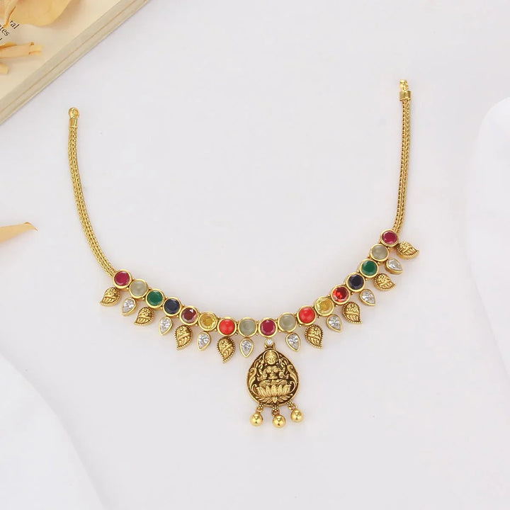 92.5 Silver, 24kt Gold Plated Traditional Charm Nagas Short Necklace