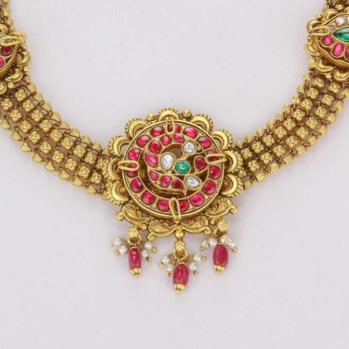 92.5 Silver, 24kt Gold Plated Traditional Nagas Short Necklace
