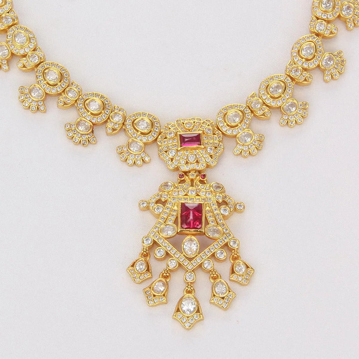 92.5 Silver, 24kt Gold Plated Ashritha Stone Short Necklace