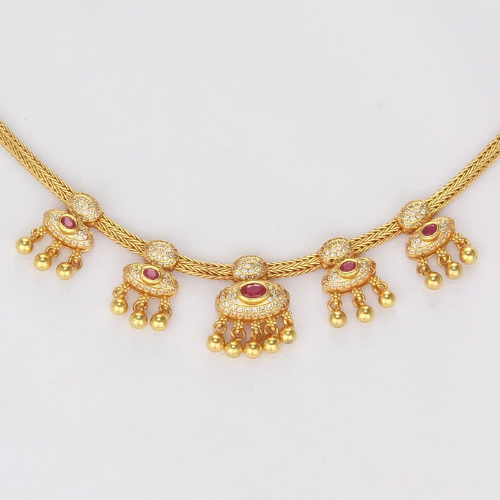 92.5 Silver, 24kt Gold Plated Dazzura Stone Short Necklace