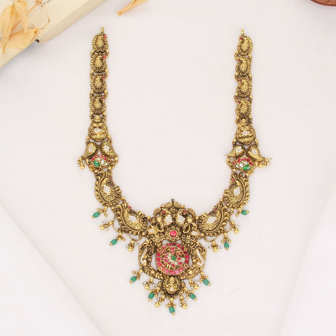 Pure 92.5 Silver, 24kt Gold Plated Heritage Charm Nagas Long Necklace | SHOBITAM