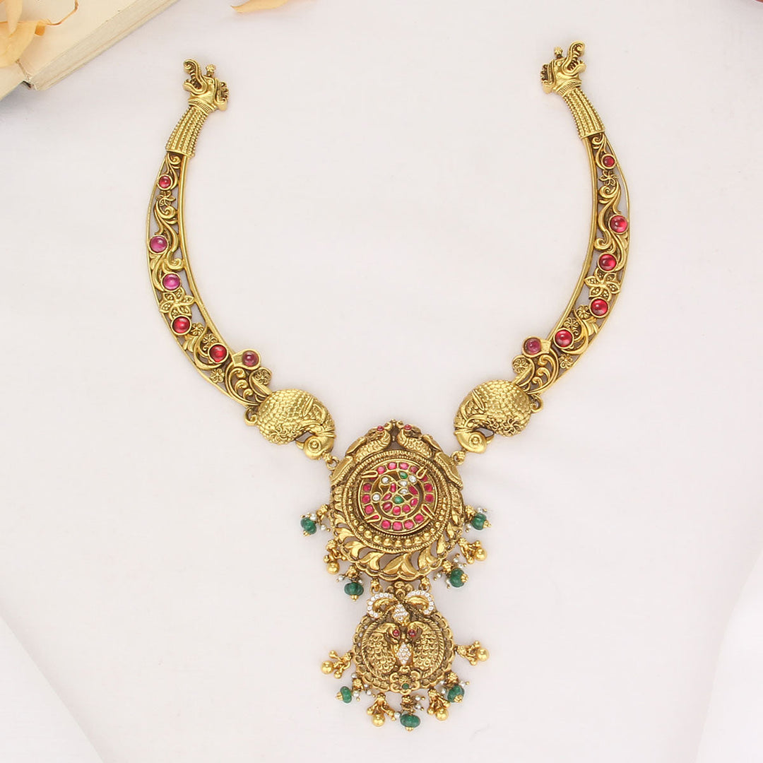 92.5 Silver and 24kt gold-plated, Attractive Nagas Long Necklace | SHOBITAM