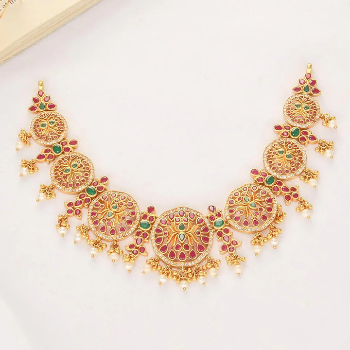92.5 Silver, 24kt Gold Plated Kanishka Stone Short Necklace